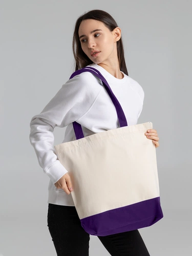 Холщовая сумка Shopaholic, фиолетовая Холщовая сумка Shopaholic, фиолетовая