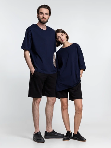 Футболка унисекс оверсайз Crosstown, темно-синяя Футболка унисекс оверсайз Crosstown, темно-синяя