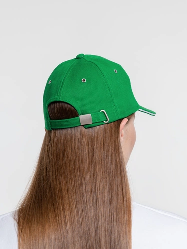 Бейсболка Classic, ярко-зеленая с белым кантом Бейсболка Classic, ярко-зеленая с белым кантом