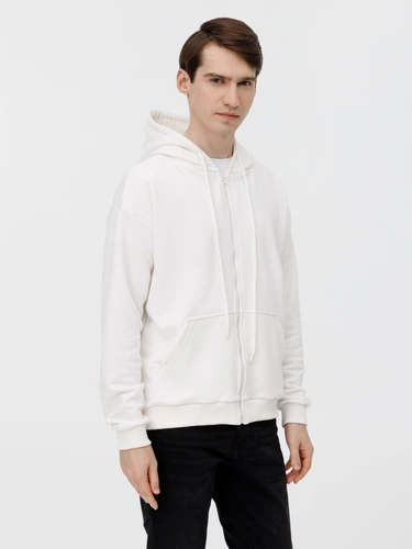 Толстовка унисекс оверсайз на молнии Zippy Terry, белая Толстовка унисекс оверсайз на молнии Zippy Terry, белая