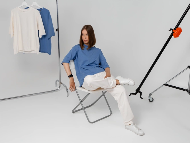 Футболка оверсайз Vozduh 2.0, синяя Футболка оверсайз Vozduh 2.0, синяя