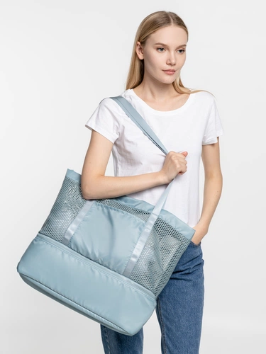 Шопер с термоотделением Verkko, серо-голубой Шопер с термоотделением Verkko, серо-голубой