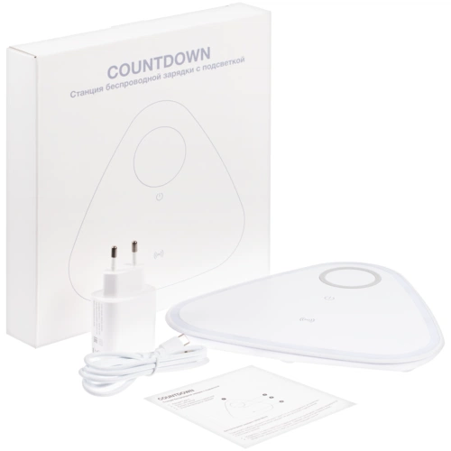 Станция беспроводной зарядки с антистрессом Countdown, белая Станция беспроводной зарядки с антистрессом Countdown, белая