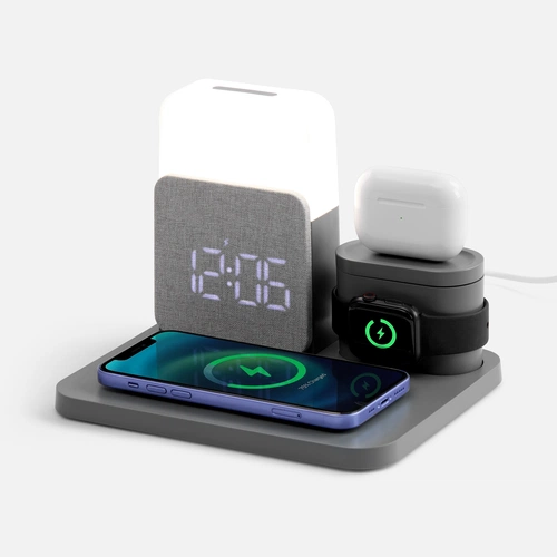 Зарядная станция с часами и подсветкой Large Charge ver.2, серая Зарядная станция с часами и подсветкой Large Charge ver.2, серая