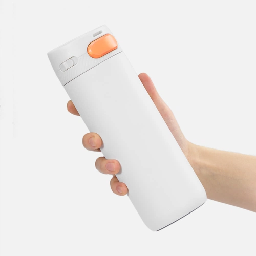 Термостакан X1 с цветной кнопкой, белый с оранжевым Термостакан X1 с цветной кнопкой, белый с оранжевым