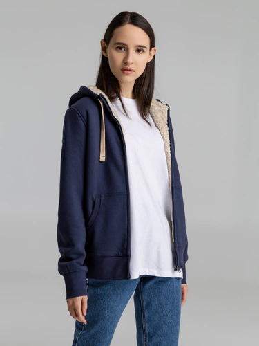 Толстовка унисекс на молнии Sherpa 280, темно-синяя Толстовка унисекс на молнии Sherpa 280, темно-синяя