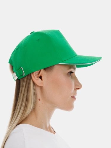 Бейсболка Long Beach, ярко-зеленая с белым Бейсболка Long Beach, ярко-зеленая с белым