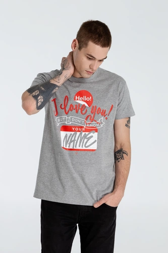 Футболка Hello! I Love You!, серый меланж Футболка Hello! I Love You!, серый меланж