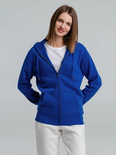 Толстовка на молнии с капюшоном унисекс King, ярко-синяя Толстовка на молнии с капюшоном унисекс King, ярко-синяя