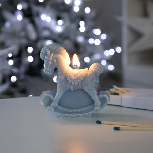 Свеча фигурная «Лошадка-качалка», голубая Свеча фигурная «Лошадка-качалка», голубая