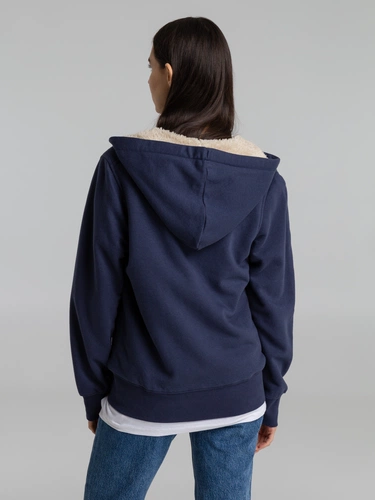 Толстовка унисекс на молнии Sherpa 280, темно-синяя Толстовка унисекс на молнии Sherpa 280, темно-синяя