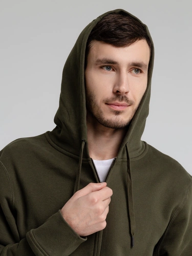 Толстовка на молнии с капюшоном унисекс King, хаки Толстовка на молнии с капюшоном унисекс King, хаки