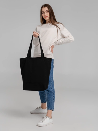 Сумка для покупок на молнии Shopaholic Zip, черная Сумка для покупок на молнии Shopaholic Zip, черная