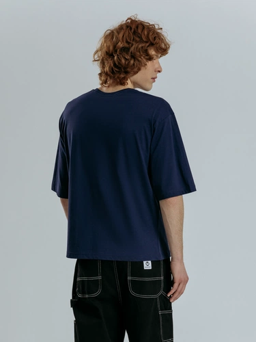 Футболка оверсайз унисекс Base Space, темно-синяя Футболка оверсайз унисекс Base Space, темно-синяя