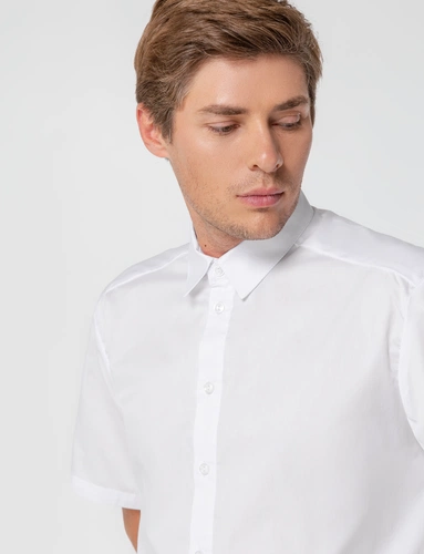 Рубашка мужская с коротким рукавом Collar, белая Рубашка мужская с коротким рукавом Collar, белая