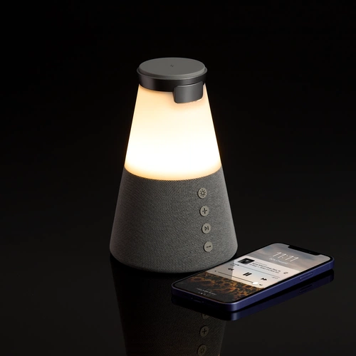 Bluetooth-колонка с беспроводной зарядкой и подсветкой Cone Sonance, серая Bluetooth-колонка с беспроводной зарядкой и подсветкой Cone Sonance, серая