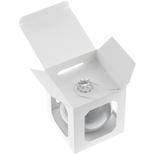 Елочный шар Finery Shine, 10 см, глянцевый серебристый с глиттером Елочный шар Finery Shine, 10 см, глянцевый серебристый с глиттером