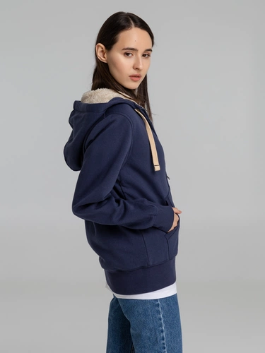 Толстовка унисекс на молнии Sherpa 280, темно-синяя Толстовка унисекс на молнии Sherpa 280, темно-синяя