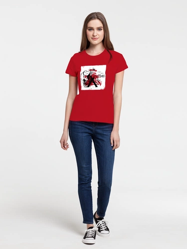Футболка женская Carmen and Carwoman, красная Футболка женская Carmen and Carwoman, красная