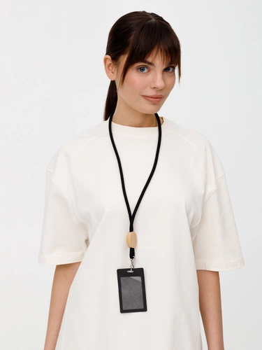 Шнурок для бейджа Tube Wood, черный Шнурок для бейджа Tube Wood, черный