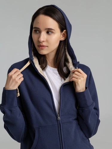 Толстовка унисекс на молнии Sherpa 280, темно-синяя Толстовка унисекс на молнии Sherpa 280, темно-синяя