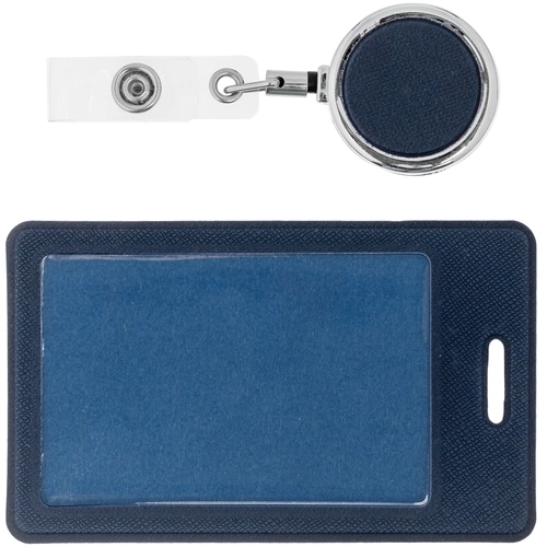 Чехол для пропуска с ретрактором Devon, синий Чехол для пропуска с ретрактором Devon, синий