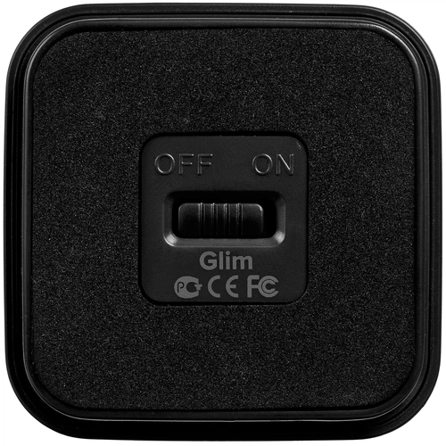 Беспроводная колонка с подсветкой гравировки Glim, черная Беспроводная колонка с подсветкой гравировки Glim, черная