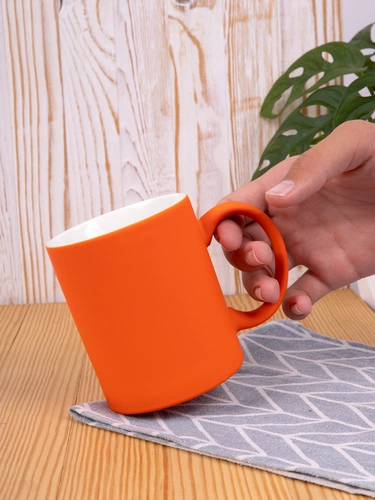 Кружка Promo Soft с покрытием софт-тач, оранжевая Кружка Promo Soft с покрытием софт-тач, оранжевая