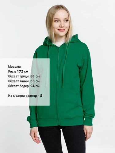 Толстовка на молнии с капюшоном Siverga 2.0, зеленая Толстовка на молнии с капюшоном Siverga 2.0, зеленая