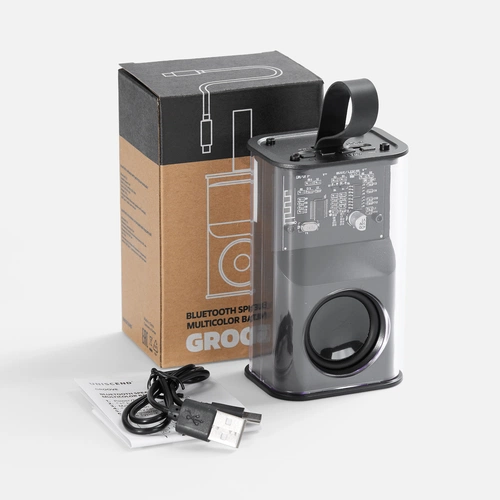 Bluetooth-колонка с подсветкой Groove, серая Bluetooth-колонка с подсветкой Groove, серая