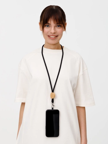 Шнурок для бейджа Tube Wood, черный Шнурок для бейджа Tube Wood, черный