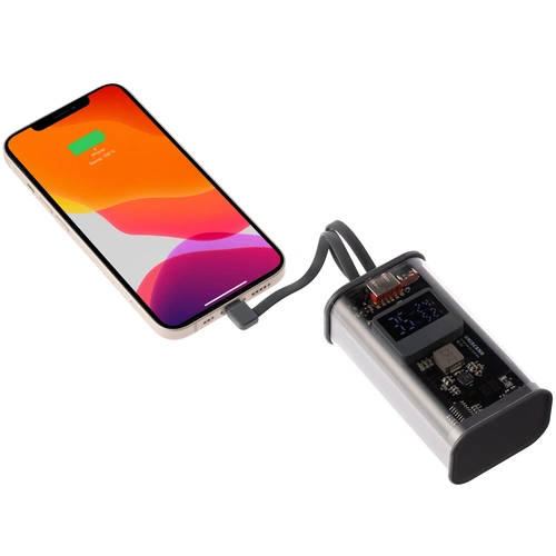 Аккумулятор с быстрой зарядкой Trellis Geek 10000 мАч, темно-серый Аккумулятор с быстрой зарядкой Trellis Geek 10000 мАч, темно-серый