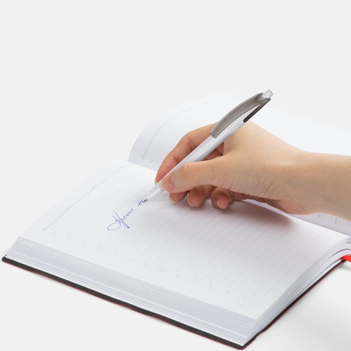 Ручка шариковая Bento, белая с серым Ручка шариковая Bento, белая с серым