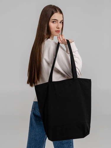 Сумка для покупок на молнии Shopaholic Zip, черная Сумка для покупок на молнии Shopaholic Zip, черная