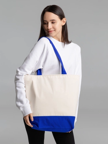 Сумка для покупок на молнии Shopaholic Zip, неокрашенная с синим Сумка для покупок на молнии Shopaholic Zip, неокрашенная с синим