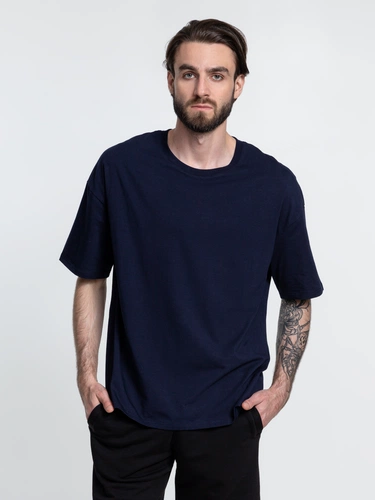 Футболка унисекс оверсайз Crosstown, темно-синяя Футболка унисекс оверсайз Crosstown, темно-синяя