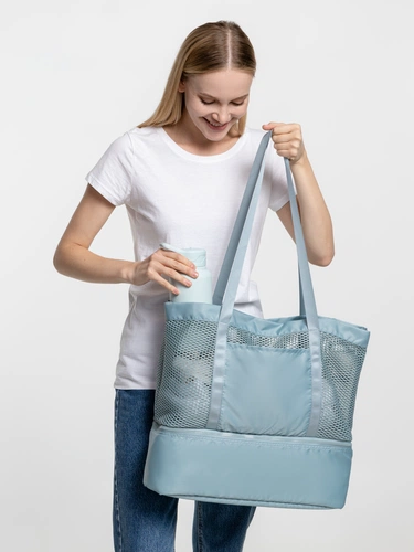 Шопер с термоотделением Verkko, серо-голубой Шопер с термоотделением Verkko, серо-голубой