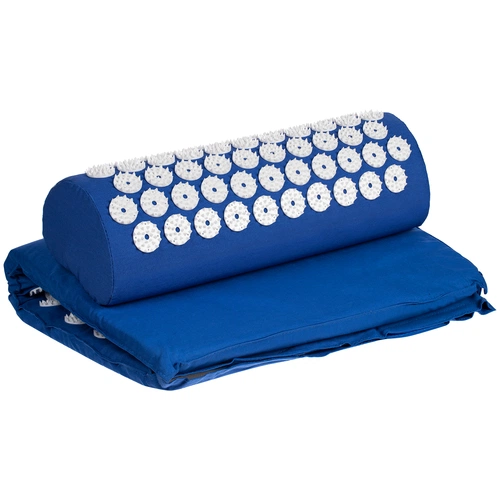 Массажный акупунктурный коврик с валиком Iglu, синий с белым Массажный акупунктурный коврик с валиком Iglu, синий с белым