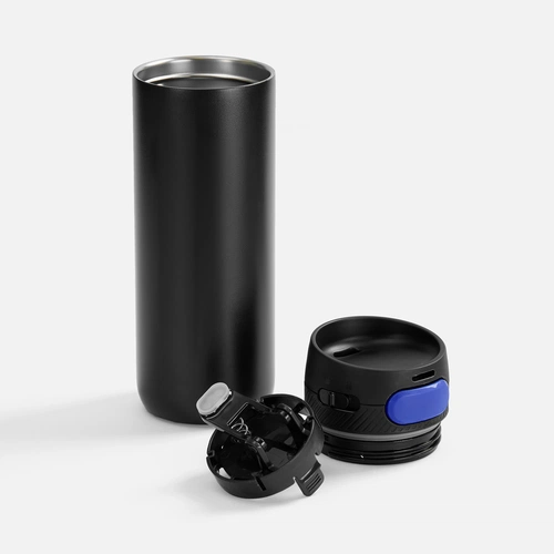 Термостакан X1 с цветной кнопкой, черный с синим Термостакан X1 с цветной кнопкой, черный с синим