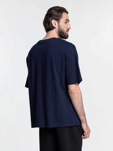 Футболка унисекс оверсайз Crosstown, темно-синяя Футболка унисекс оверсайз Crosstown, темно-синяя