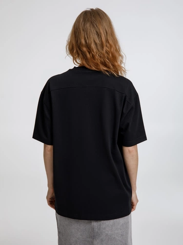 Футболка оверсайз унисекс Sideline, черная Футболка оверсайз унисекс Sideline, черная