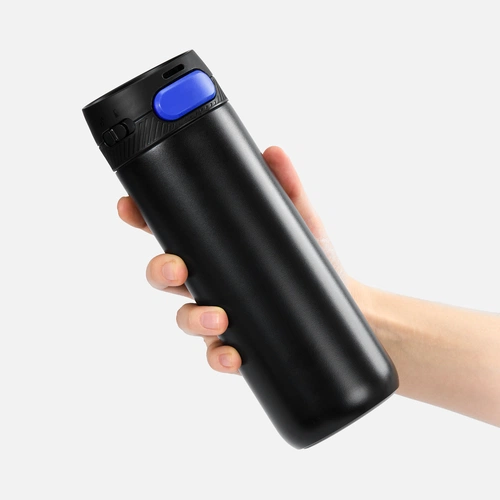 Термостакан X1 с цветной кнопкой, черный с синим Термостакан X1 с цветной кнопкой, черный с синим