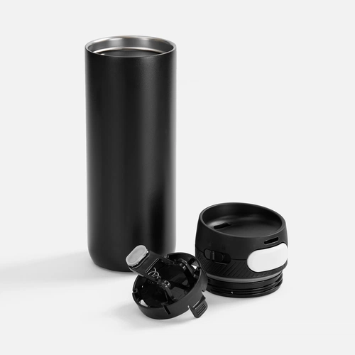 Термостакан X1 с цветной кнопкой, черный с белым Термостакан X1 с цветной кнопкой, черный с белым