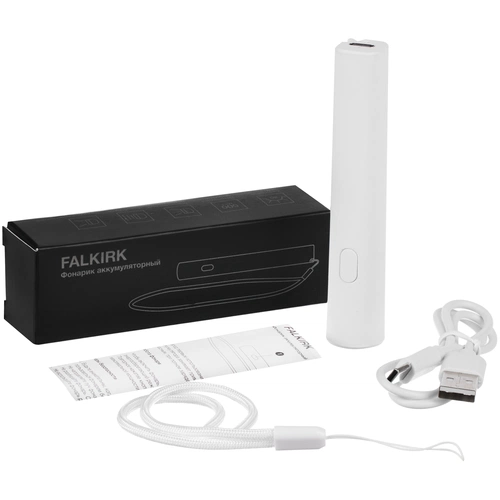 Фонарик аккумуляторный Falkirk, белый Фонарик аккумуляторный Falkirk, белый
