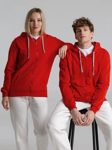 Толстовка на молнии с капюшоном Unit Siverga, красная Толстовка на молнии с капюшоном Unit Siverga, красная