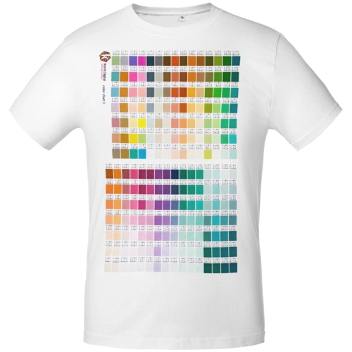 Футболка T-bolka 160 c DTG-печатью Kornit Color chart 3, белая Футболка T-bolka 160 c DTG-печатью Kornit Color chart 3, белая