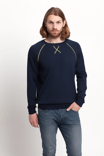 Джемпер Stitch с контрастной отделкой, синий с зеленым Джемпер Stitch с контрастной отделкой, синий с зеленым