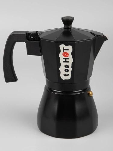 Гейзерная кофеварка Siena, черная с гравировкой и UV-DTF печатью Гейзерная кофеварка Siena, черная с гравировкой и UV-DTF печатью