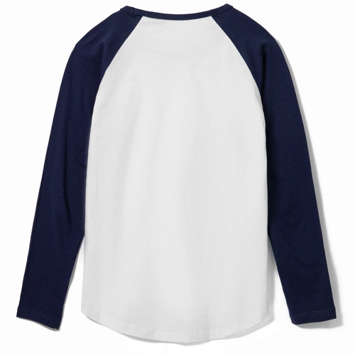 Футболка женская с длинным рукавом Milky Lsl, белая с темно-синим Футболка женская с длинным рукавом Milky Lsl, белая с темно-синим