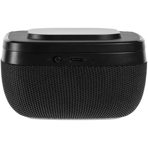 Колонка с беспроводной зарядкой Esca и подсветкой логотипа, черная Колонка с беспроводной зарядкой Esca и подсветкой логотипа, черная